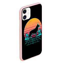 Чехол iPhone 11 матовый Ретро Волк, цвет: 3D-светло-розовый — фото 2