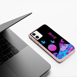 Чехол iPhone 11 матовый Закат на природе, цвет: 3D-светло-розовый — фото 2