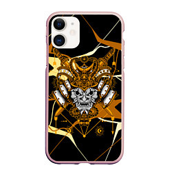 Чехол iPhone 11 матовый Золотая маска демона, цвет: 3D-светло-розовый
