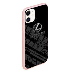 Чехол iPhone 11 матовый Lexus - След шины, цвет: 3D-светло-розовый — фото 2