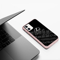 Чехол iPhone 11 матовый Lexus - След шины, цвет: 3D-светло-розовый — фото 2