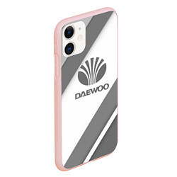 Чехол iPhone 11 матовый Daewoo - серые полосы, цвет: 3D-светло-розовый — фото 2