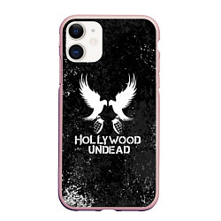 Чехол iPhone 11 матовый Hollywood Undead - Hu, цвет: 3D-светло-розовый