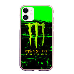 Чехол iPhone 11 матовый Monster energy green neon, цвет: 3D-светло-розовый