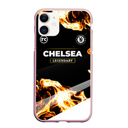 Чехол iPhone 11 матовый Chelsea legendary sport fire, цвет: 3D-светло-розовый