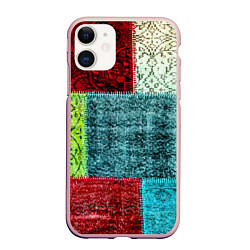 Чехол iPhone 11 матовый Patchwork - art, цвет: 3D-светло-розовый