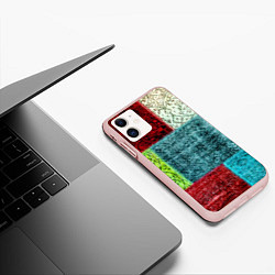 Чехол iPhone 11 матовый Patchwork - art, цвет: 3D-светло-розовый — фото 2