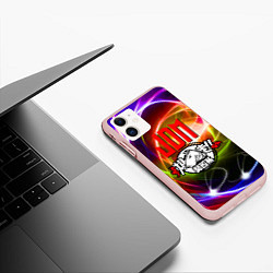 Чехол iPhone 11 матовый Jdm bull terrier, цвет: 3D-светло-розовый — фото 2