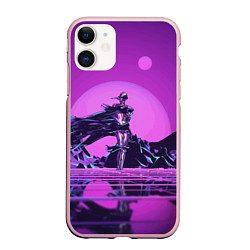 Чехол iPhone 11 матовый Фантазийный силуэт - vaporwave, цвет: 3D-светло-розовый