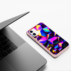 Чехол iPhone 11 матовый Бензиновые неоновые кристаллы, цвет: 3D-светло-розовый — фото 2