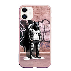 Чехол iPhone 11 матовый Dude capybara - Bronx - graffiti, цвет: 3D-светло-розовый