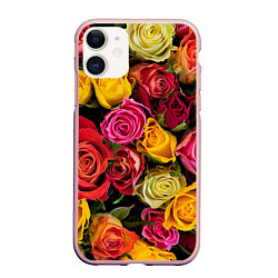 Чехол iPhone 11 матовый Ассорти из роз, цвет: 3D-светло-розовый