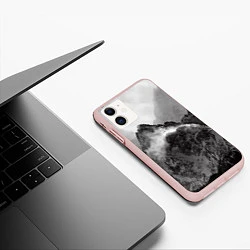 Чехол iPhone 11 матовый Горы, цвет: 3D-светло-розовый — фото 2