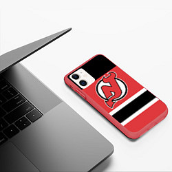 Чехол iPhone 11 матовый New Jersey Devils цвета 3D-красный — фото 2