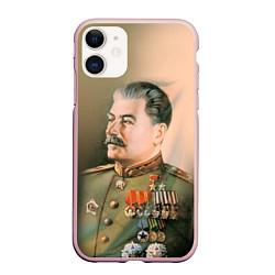 Чехол iPhone 11 матовый Иосиф Сталин, цвет: 3D-светло-розовый