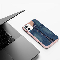 Чехол iPhone 11 матовый Джинсовка, цвет: 3D-светло-розовый — фото 2