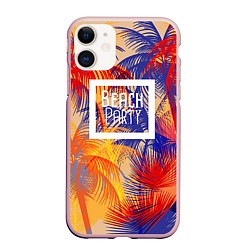 Чехол iPhone 11 матовый Beach Party, цвет: 3D-светло-розовый