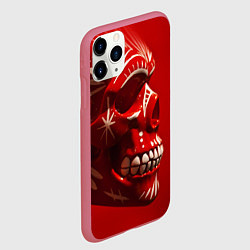 Чехол iPhone 11 Pro матовый Красный череп, цвет: 3D-малиновый — фото 2