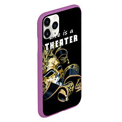 Чехол iPhone 11 Pro матовый Жизнь - это театр, цвет: 3D-фиолетовый — фото 2
