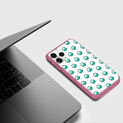 Чехол iPhone 11 Pro матовый Minecraft diamonds, цвет: 3D-малиновый — фото 2