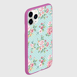Чехол iPhone 11 Pro матовый Цветы ретро 1, цвет: 3D-фиолетовый — фото 2