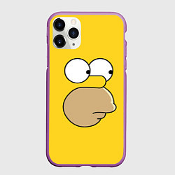 Чехол iPhone 11 Pro матовый Лицо Гомера, цвет: 3D-фиолетовый