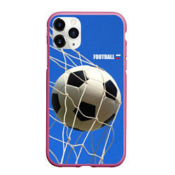 Чехол iPhone 11 Pro матовый Футбол - гол, цвет: 3D-малиновый