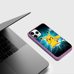 Чехол iPhone 11 Pro матовый Искрящийся Пикачу, цвет: 3D-фиолетовый — фото 2