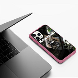 Чехол iPhone 11 Pro матовый Kawasaky, цвет: 3D-малиновый — фото 2