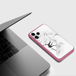Чехол iPhone 11 Pro матовый Белая сакура, цвет: 3D-малиновый — фото 2