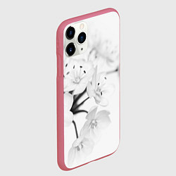 Чехол iPhone 11 Pro матовый Белая сакура, цвет: 3D-малиновый — фото 2