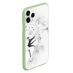 Чехол iPhone 11 Pro матовый Белая сакура, цвет: 3D-салатовый — фото 2