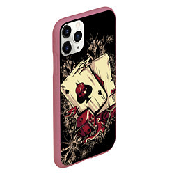 Чехол iPhone 11 Pro матовый Карты дьявола, цвет: 3D-малиновый — фото 2