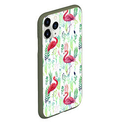 Чехол iPhone 11 Pro матовый Цветы и бабочки 2, цвет: 3D-темно-зеленый — фото 2