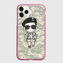 Чехол iPhone 11 Pro матовый Song Joong Ki: Camo, цвет: 3D-малиновый