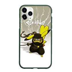 Чехол iPhone 11 Pro матовый Pikachu, цвет: 3D-темно-зеленый