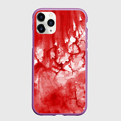 Чехол iPhone 11 Pro матовый Кровь акварельная на Хеллоуин, цвет: 3D-фиолетовый