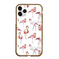 Чехол iPhone 11 Pro матовый Действия фламинго, цвет: 3D-коричневый