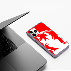 Чехол iPhone 11 Pro матовый Красный медведь, цвет: 3D-серый — фото 2