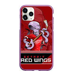 Чехол iPhone 11 Pro матовый Detroit Red Wings, цвет: 3D-фиолетовый