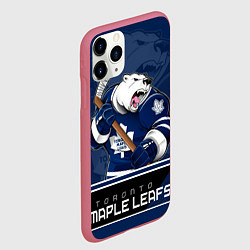 Чехол iPhone 11 Pro матовый Toronto Maple Leafs, цвет: 3D-малиновый — фото 2