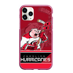 Чехол iPhone 11 Pro матовый Carolina Hurricanes, цвет: 3D-малиновый