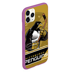 Чехол iPhone 11 Pro матовый Pittsburgh Penguins, цвет: 3D-фиолетовый — фото 2