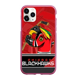 Чехол iPhone 11 Pro матовый Chicago Blackhawks, цвет: 3D-малиновый