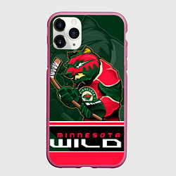 Чехол iPhone 11 Pro матовый Minnesota Wild, цвет: 3D-малиновый