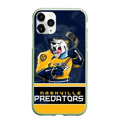 Чехол iPhone 11 Pro матовый Nashville Predators, цвет: 3D-салатовый