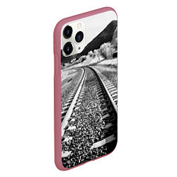 Чехол iPhone 11 Pro матовый Железная дорога, цвет: 3D-малиновый — фото 2