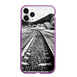Чехол iPhone 11 Pro матовый Железная дорога, цвет: 3D-фиолетовый