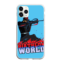 Чехол iPhone 11 Pro матовый Biathlon world, цвет: 3D-белый