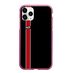 Чехол iPhone 11 Pro матовый Mass Effect N7, цвет: 3D-малиновый